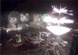APEC Cityscape Fireworks, Shanghai, China, 2001 Photo by Cai Guo-Qiang, Courtesy of Cai Studio